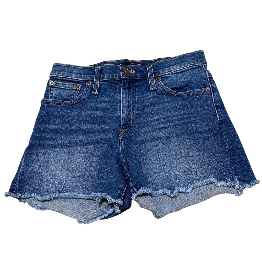 J. Crew Mercantile Woman’s Dark Blue Jean Distressed Shorts, Size 25.